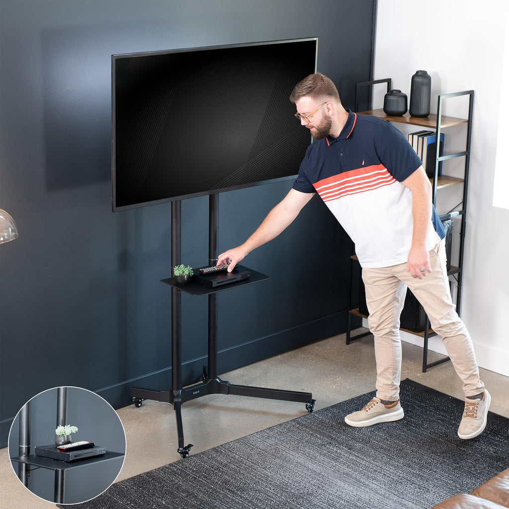 Black Mobile TV Cart for 32 to 83 inch Screens P77432