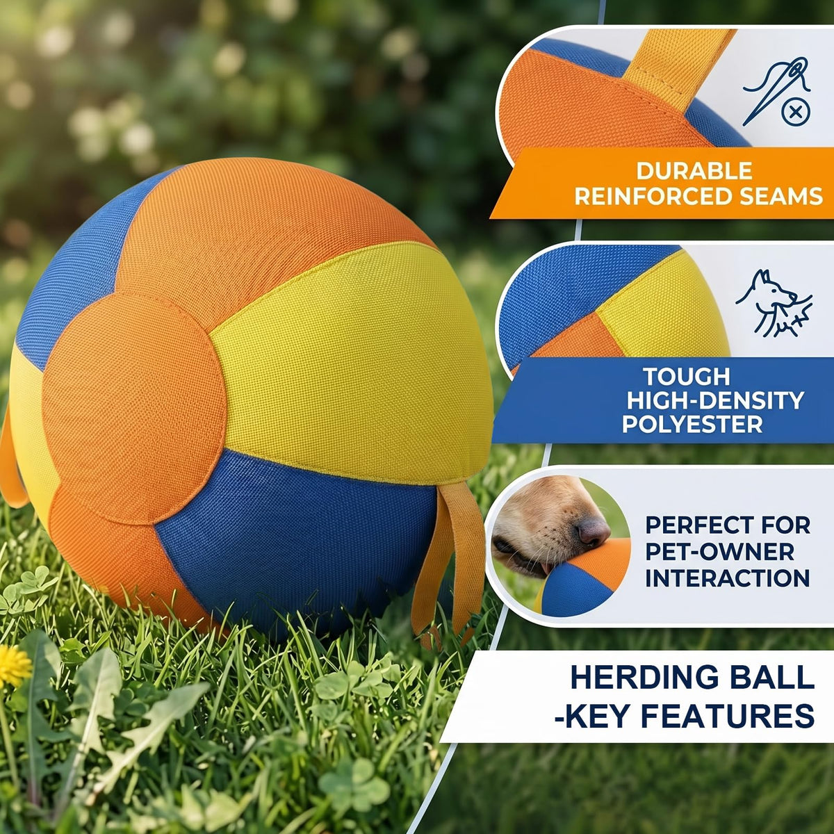 Inflatable Dog Ball with Handle Cover & Pump 18in Z783