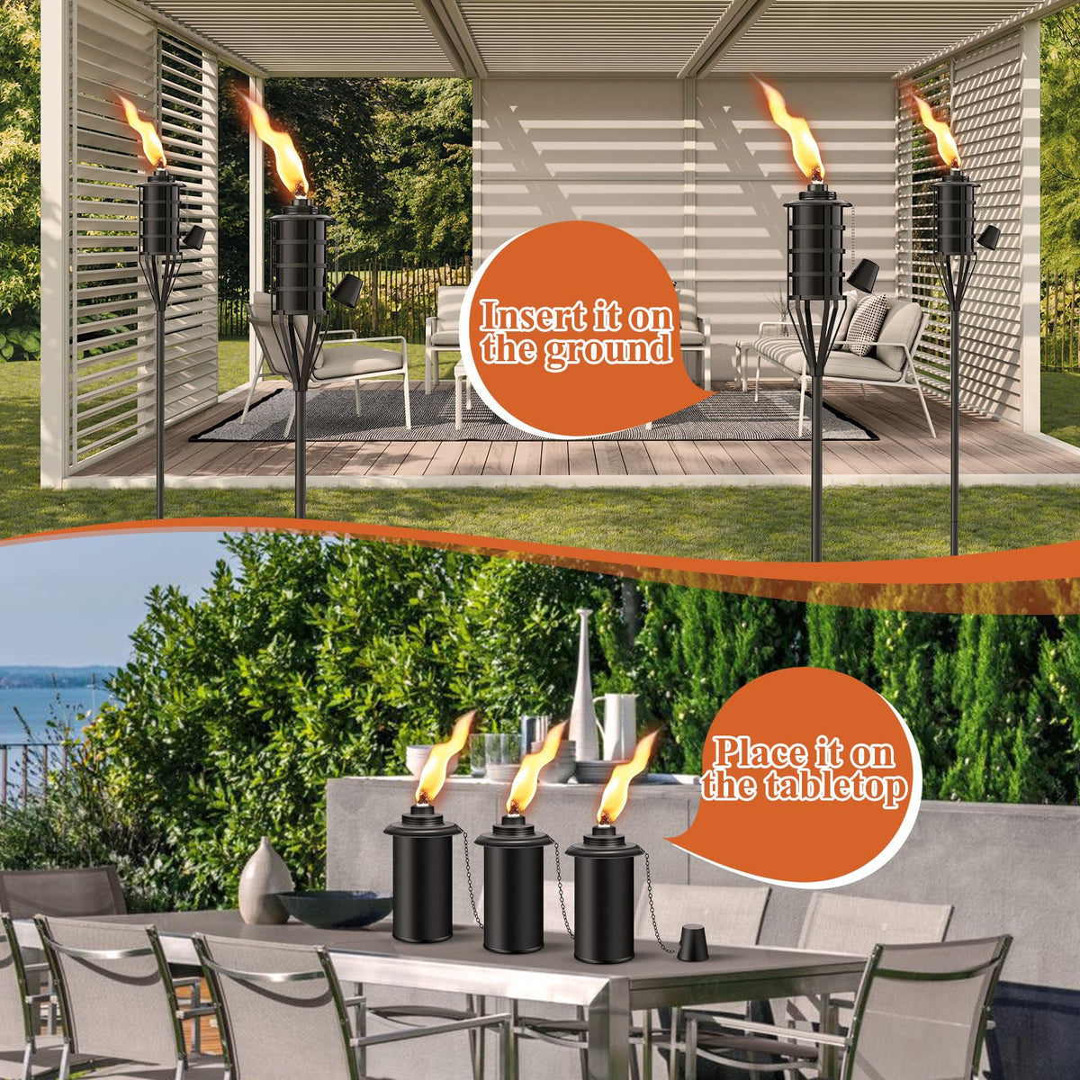 Citronella Garden Torch Set of 6, 16oz Metal Torch K4863