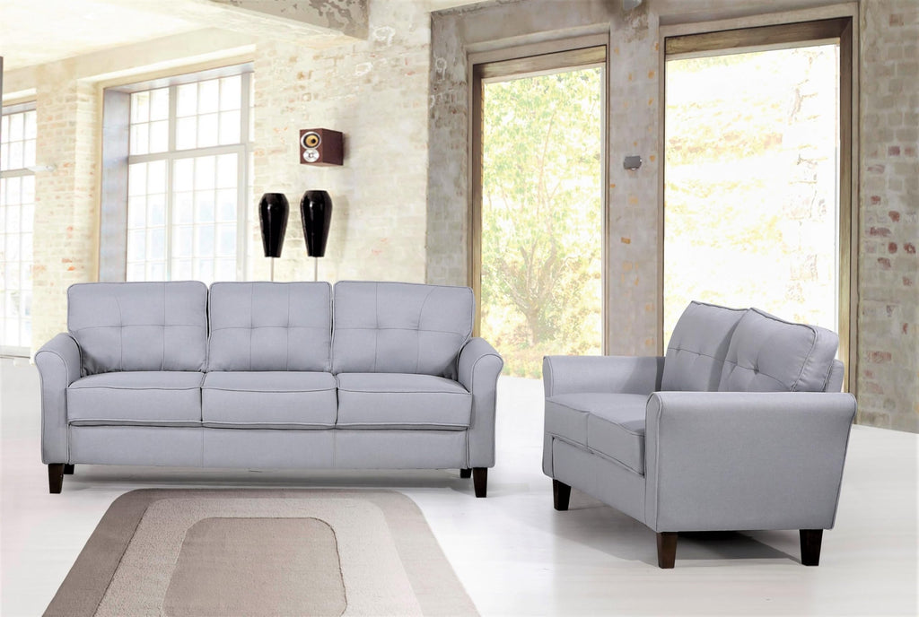 Light Gray Tufted Upholstered Loveseat Sofa R257