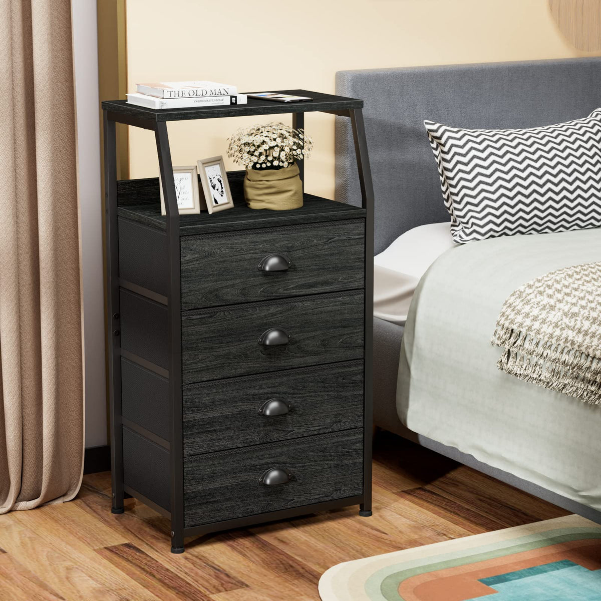 Tall Nightstand with Fabric Drawer C180