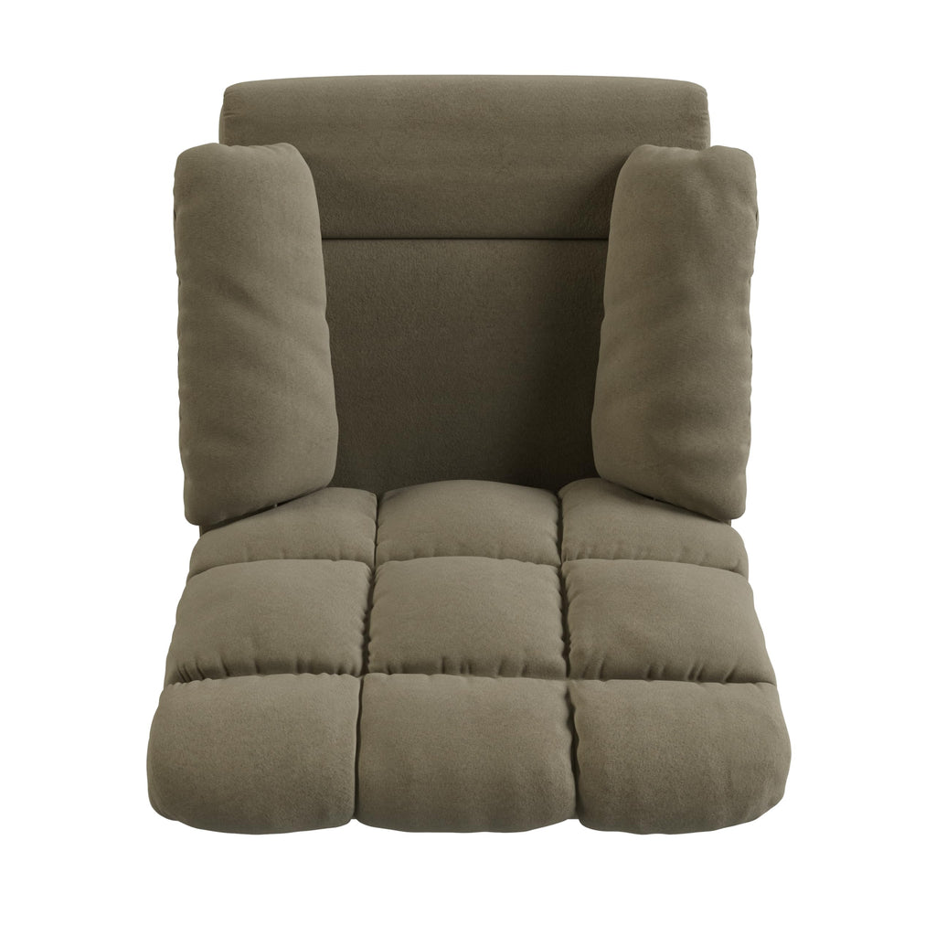 Velvet Swivel Rocker Recliner Chair with Adjustable Backrest and Footrest D229
