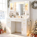 Vanity Desk with Mirror and LED Lights V854499