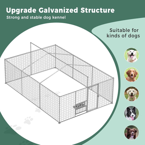10x15FT Galvanized Outdoor Dog Kennel F7186
