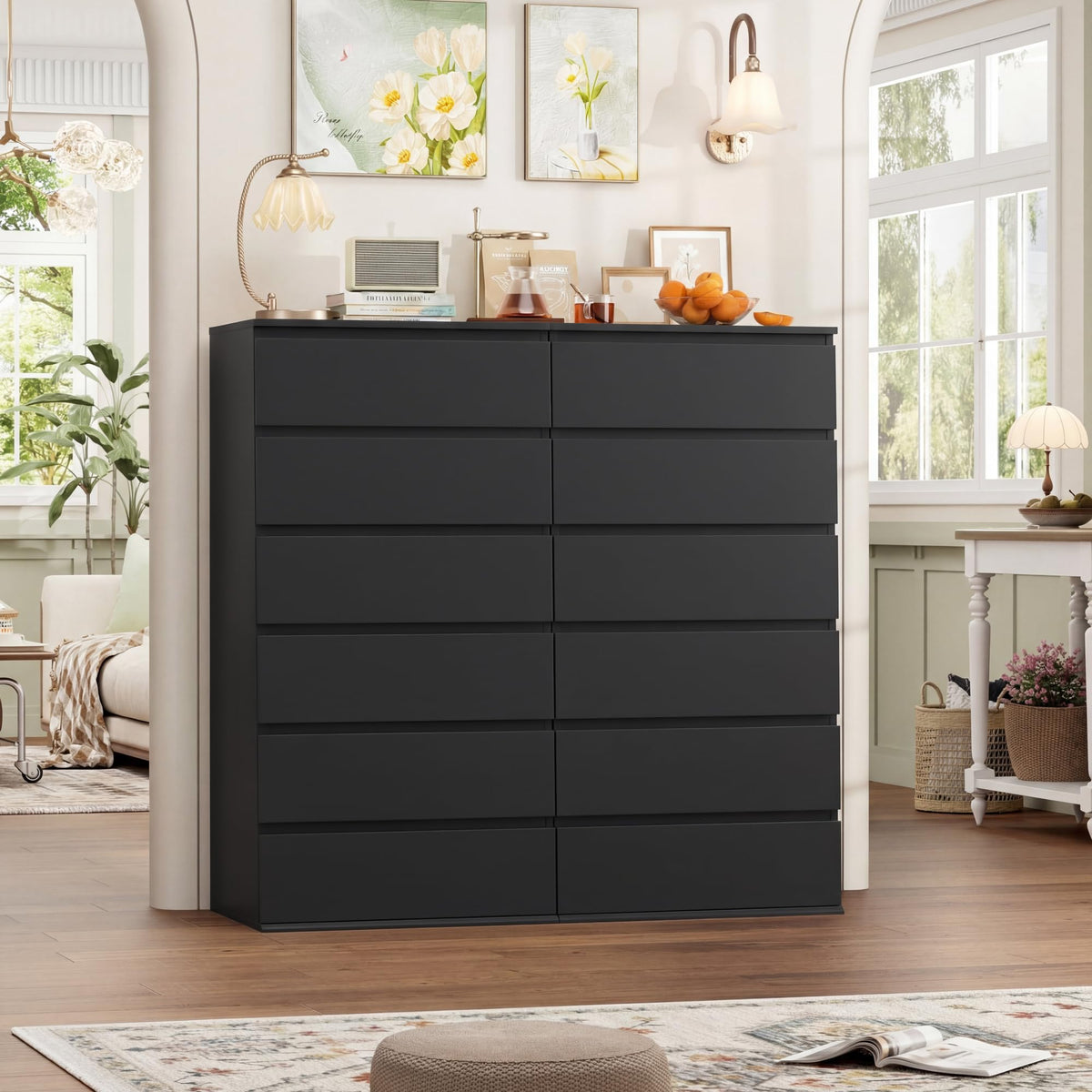 Black 6 Drawer Dresser A318