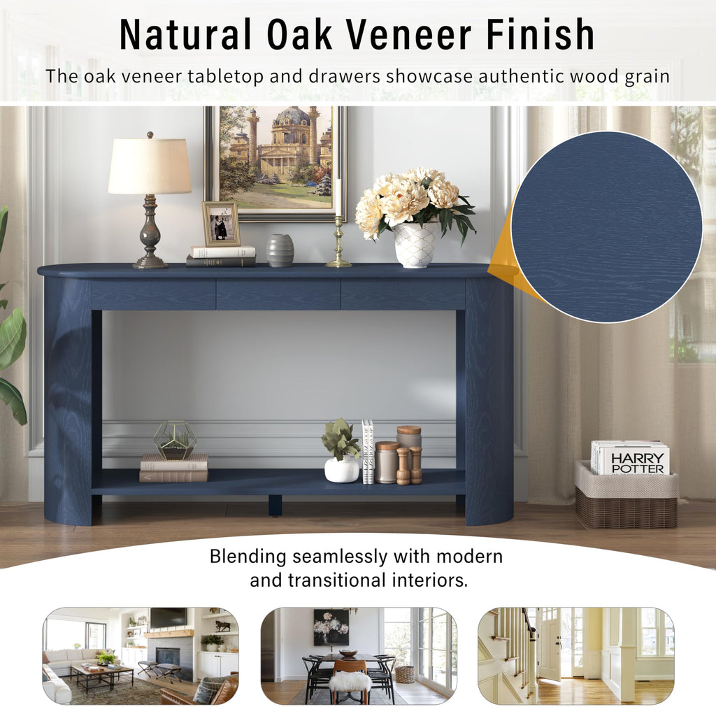 Curved Console Table with 3 Drawers and Bottom Shelf T331590