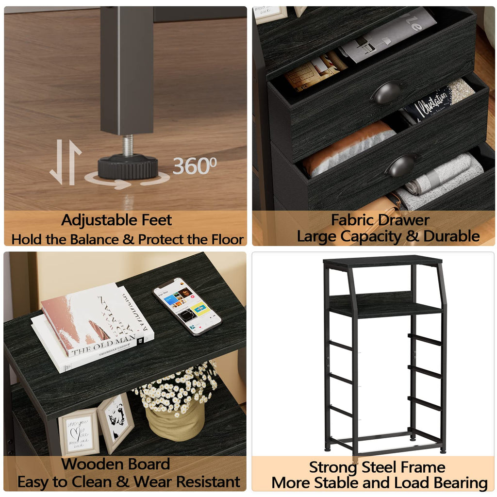 Tall Nightstand with Fabric Drawer C180