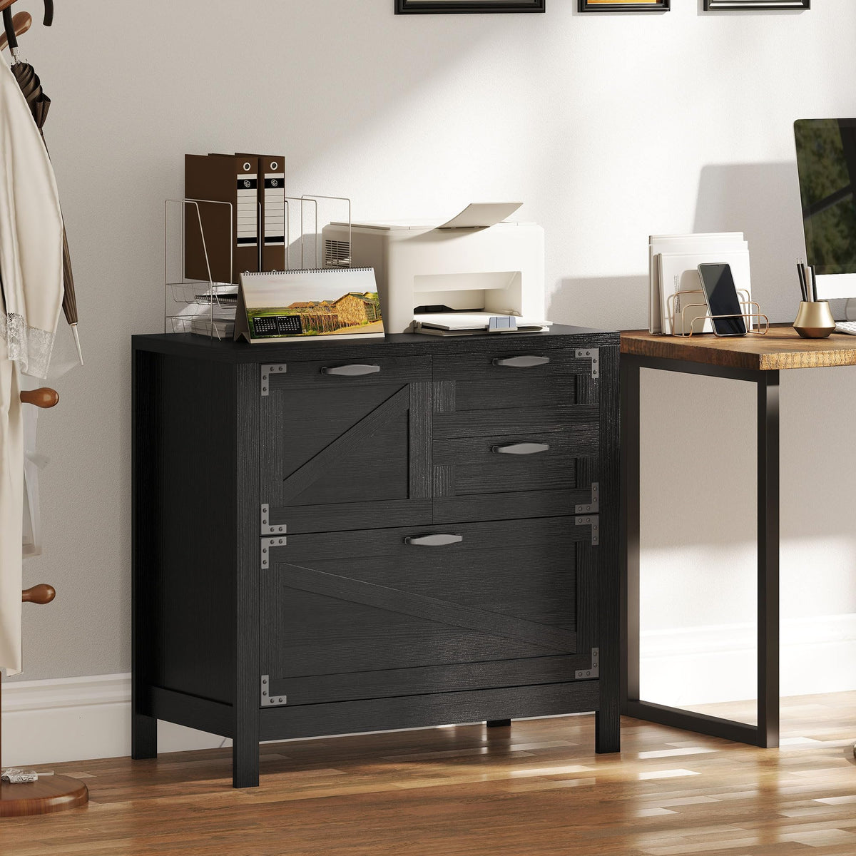 Black 4 Drawer File Cabinet K51405