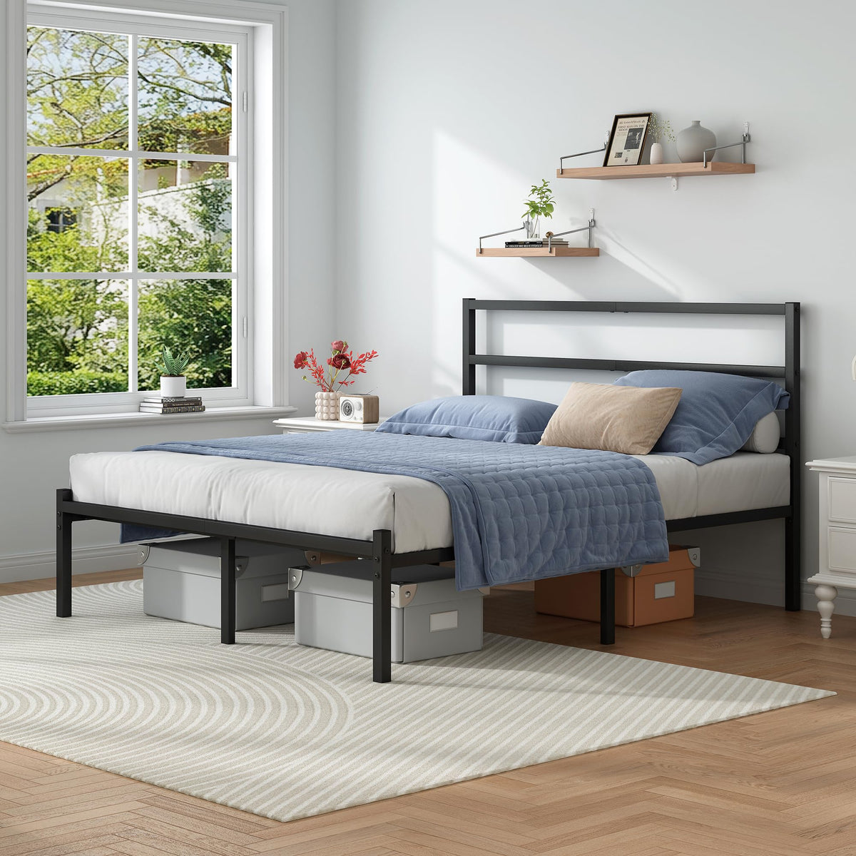 Black Full Size Bed Frame V7263