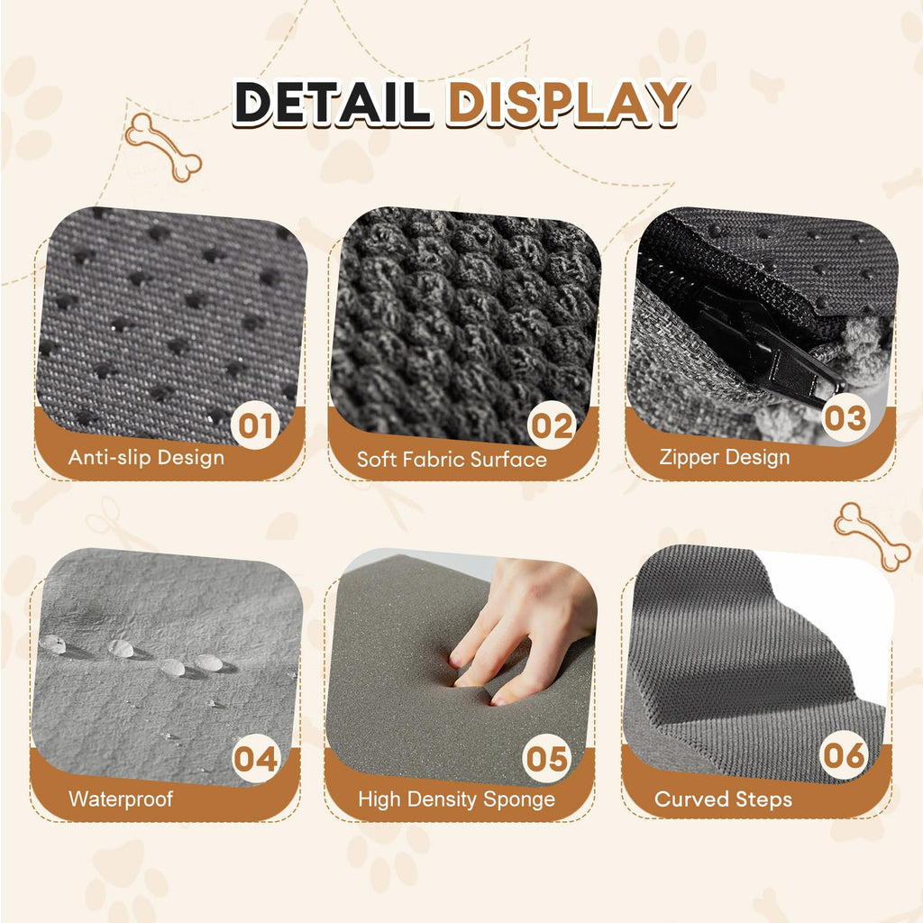 3-Steps Dog Stairs Ramp with Non-Slip Waterproof Fabric Cover J356