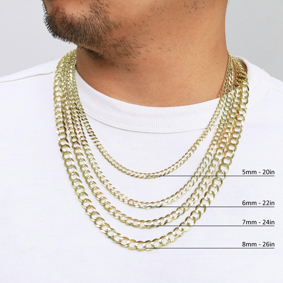 10K Yellow Gold Cuban Curb Link Chain Necklace T575377