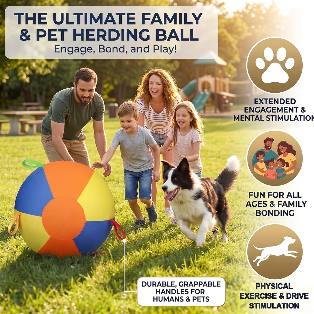 Inflatable Dog Ball with Handle Cover & Pump 18in Z783