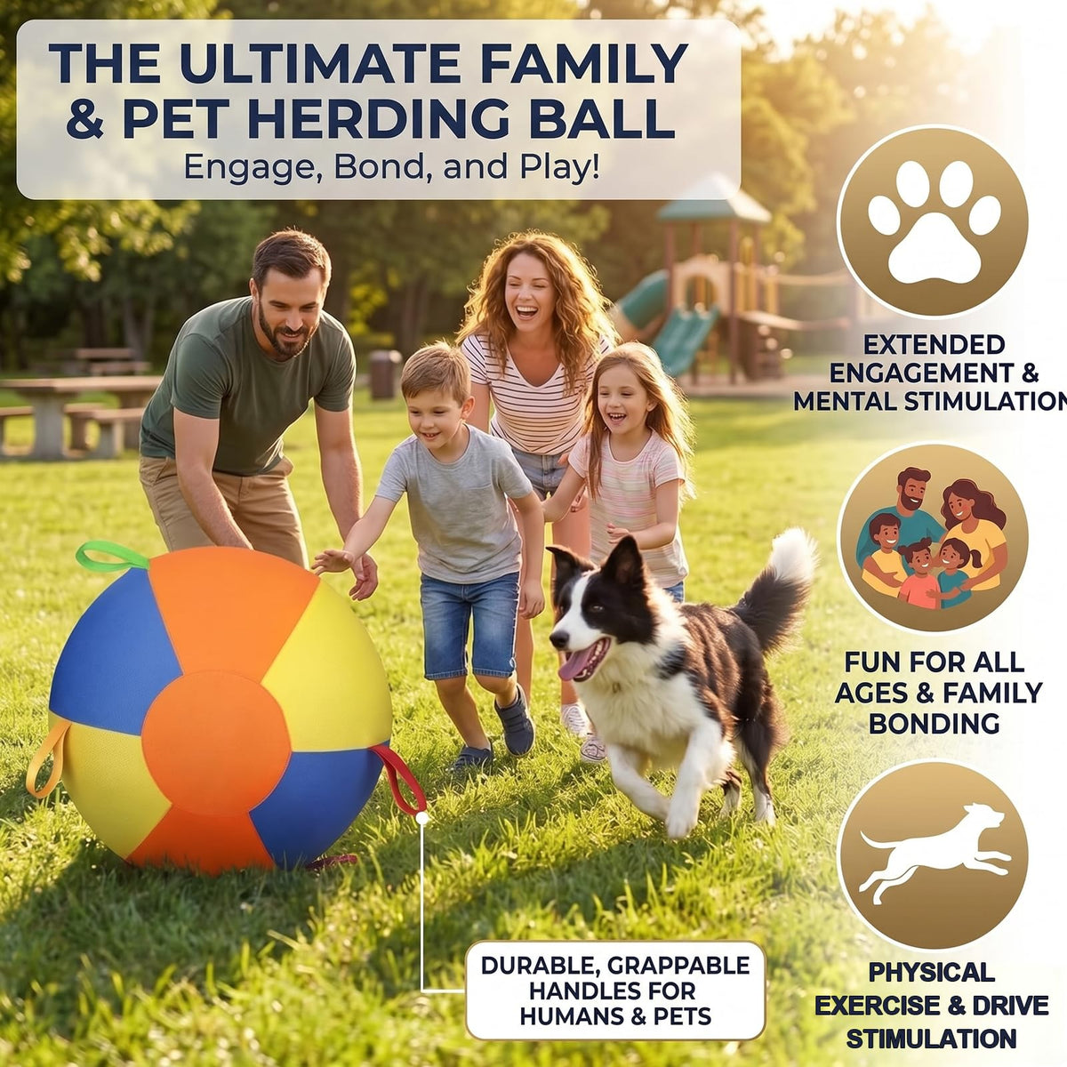 Inflatable Dog Ball with Handle Cover & Pump 18in Z783