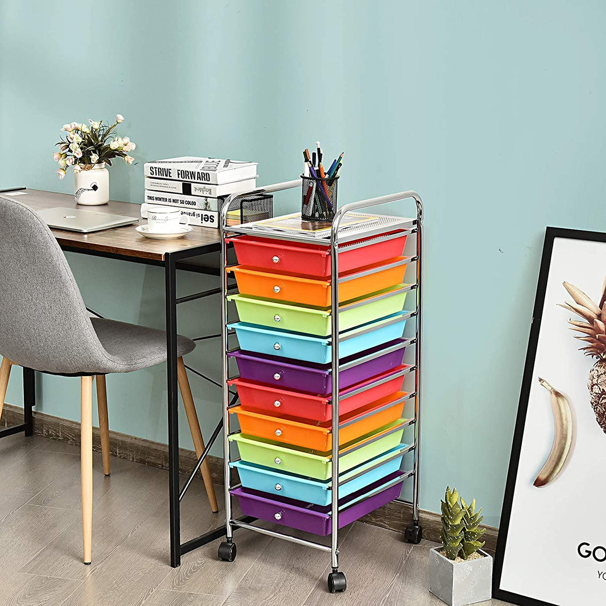 10 Drawer Rolling Storage Organizer Cart S636