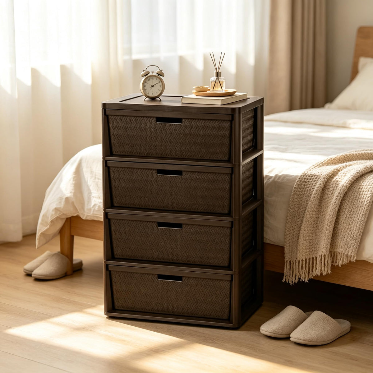 Brown 4 Drawer Storage Tower W556238
