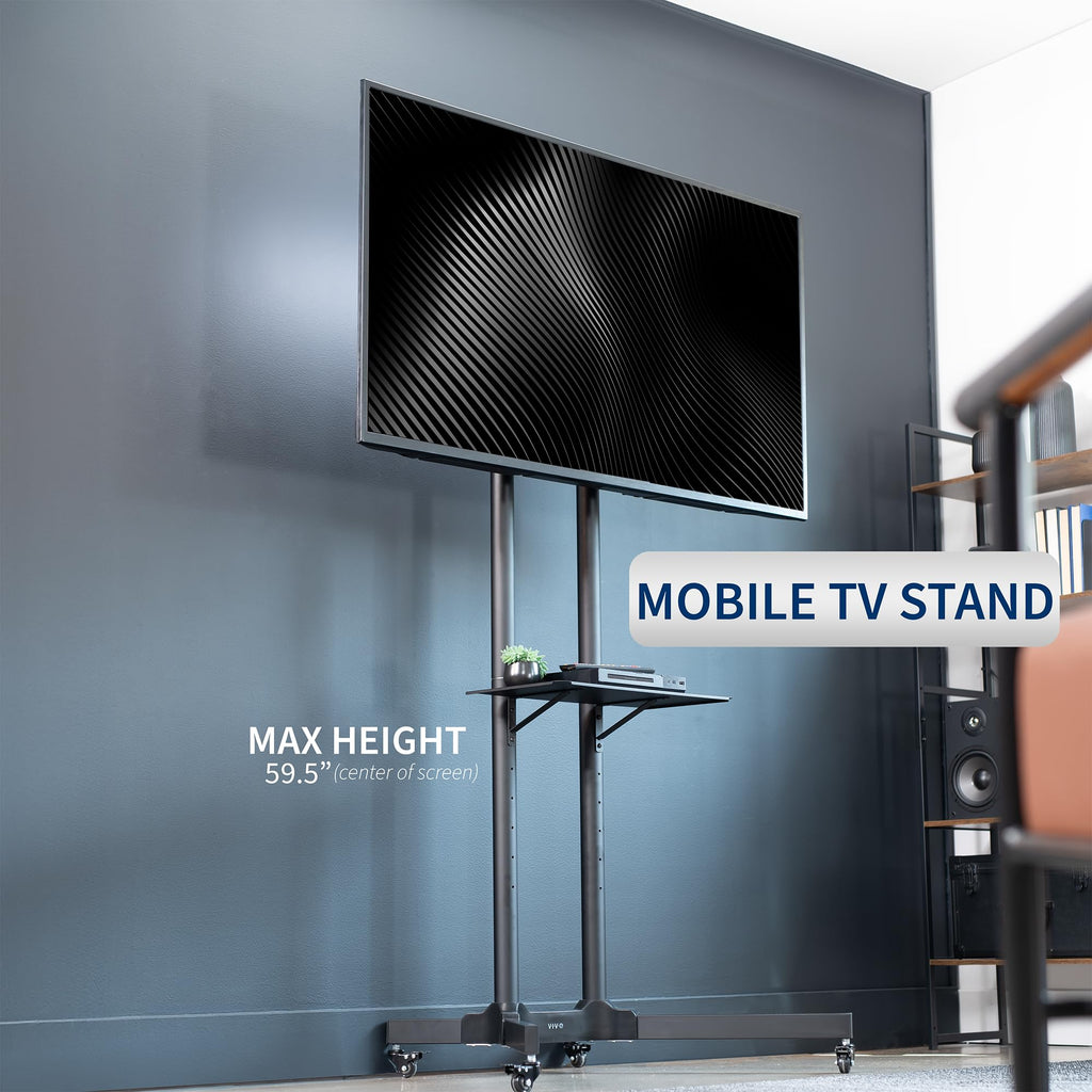 Black Mobile TV Cart for 32 to 83 inch Screens P77432