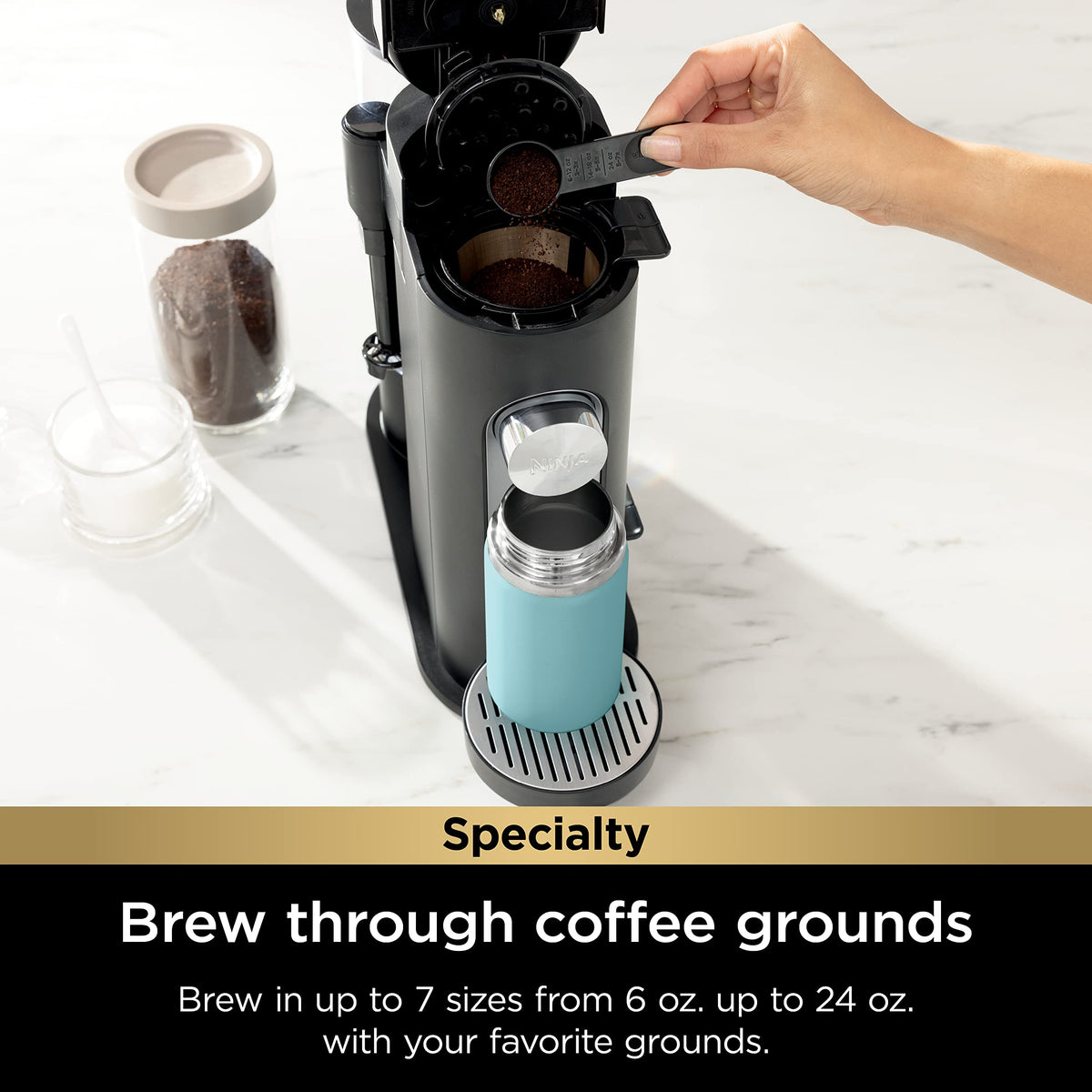 Single-Serve Coffee Maker with Milk Frother, Black B6427