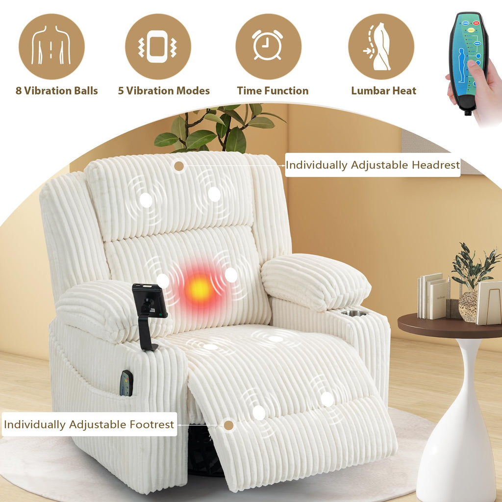 Power Swivel Rocker Recliner with Adjustable Headrest N600