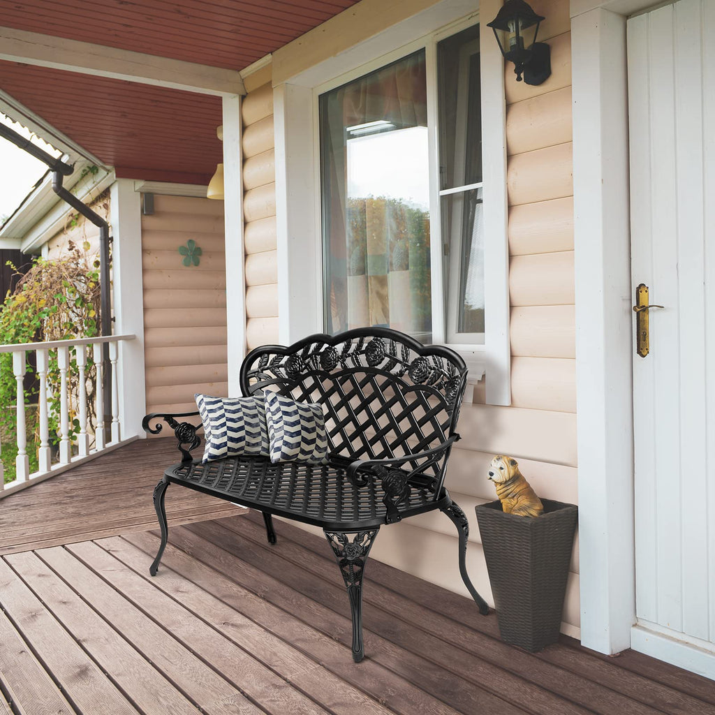 42.5" Black Cast Aluminum Outdoor Bench V880