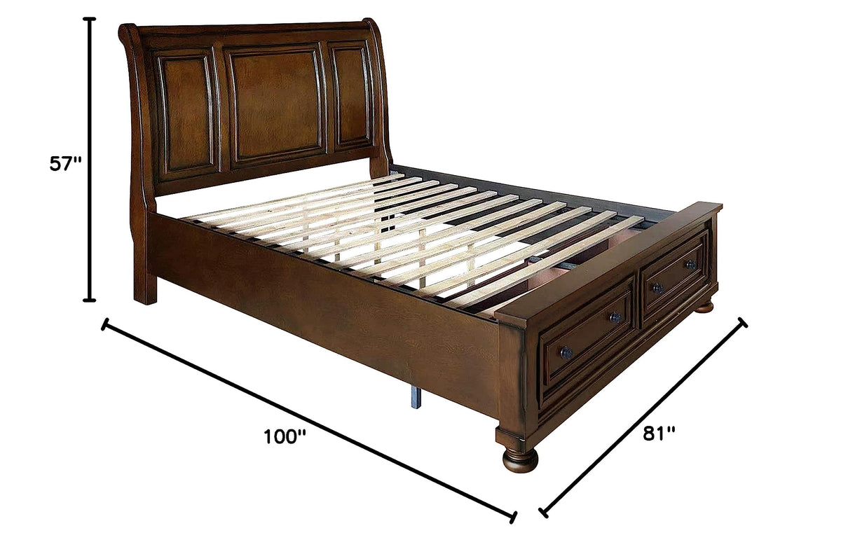 Cherry Sleigh Platform Bed, Cal King Y8082