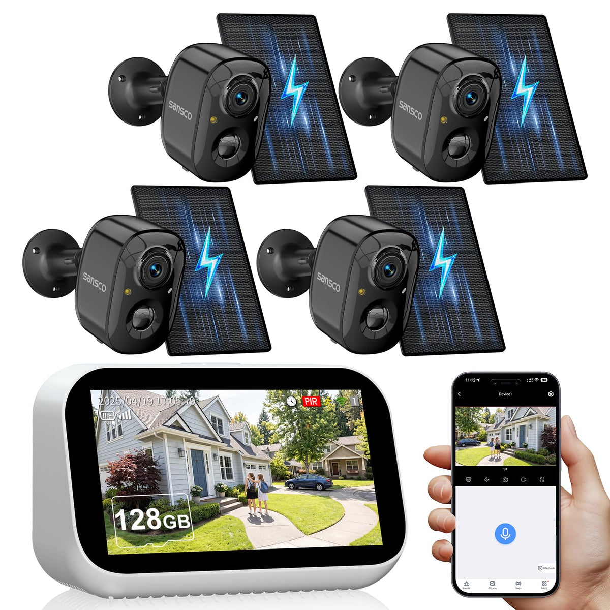 4 Cam Wireless Solar Security Camera System L89380