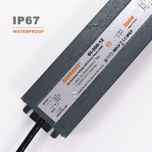200W IP67 Waterproof Constant Voltage LED Driver Power Supply Transformer D52066
