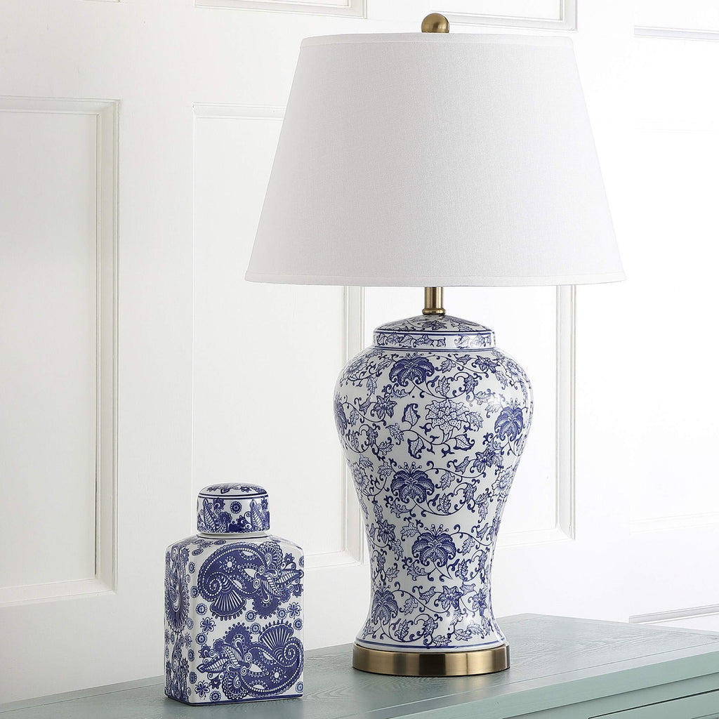 White Blue Ceramic Led Table Lamp Set of 2 M8514