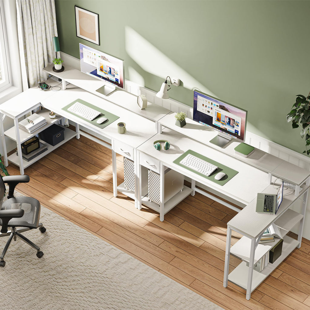 53 inch Reversible L Shaped Desk with LED Lights & Power Outlets V29990