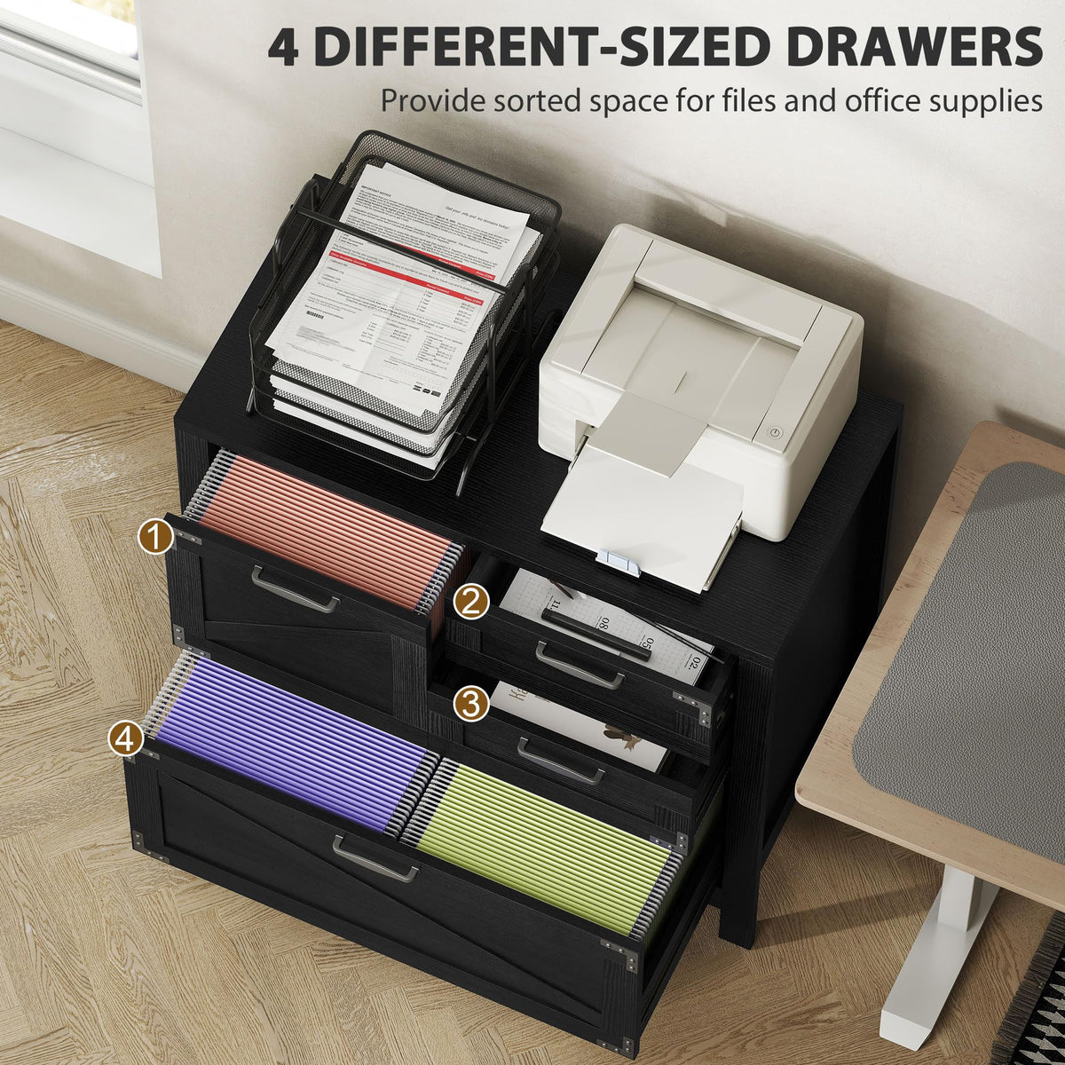 Black 4 Drawer File Cabinet K51405