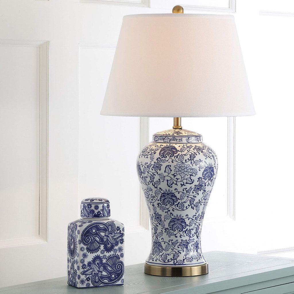 White Blue Ceramic Led Table Lamp Set of 2 M8514