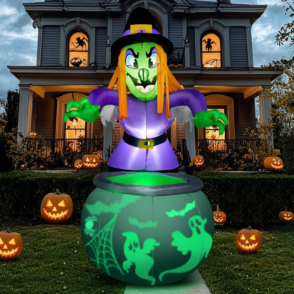 6 Ft Halloween Inflatable Witch and Cauldron Decoration with Green Ghost Light R3302