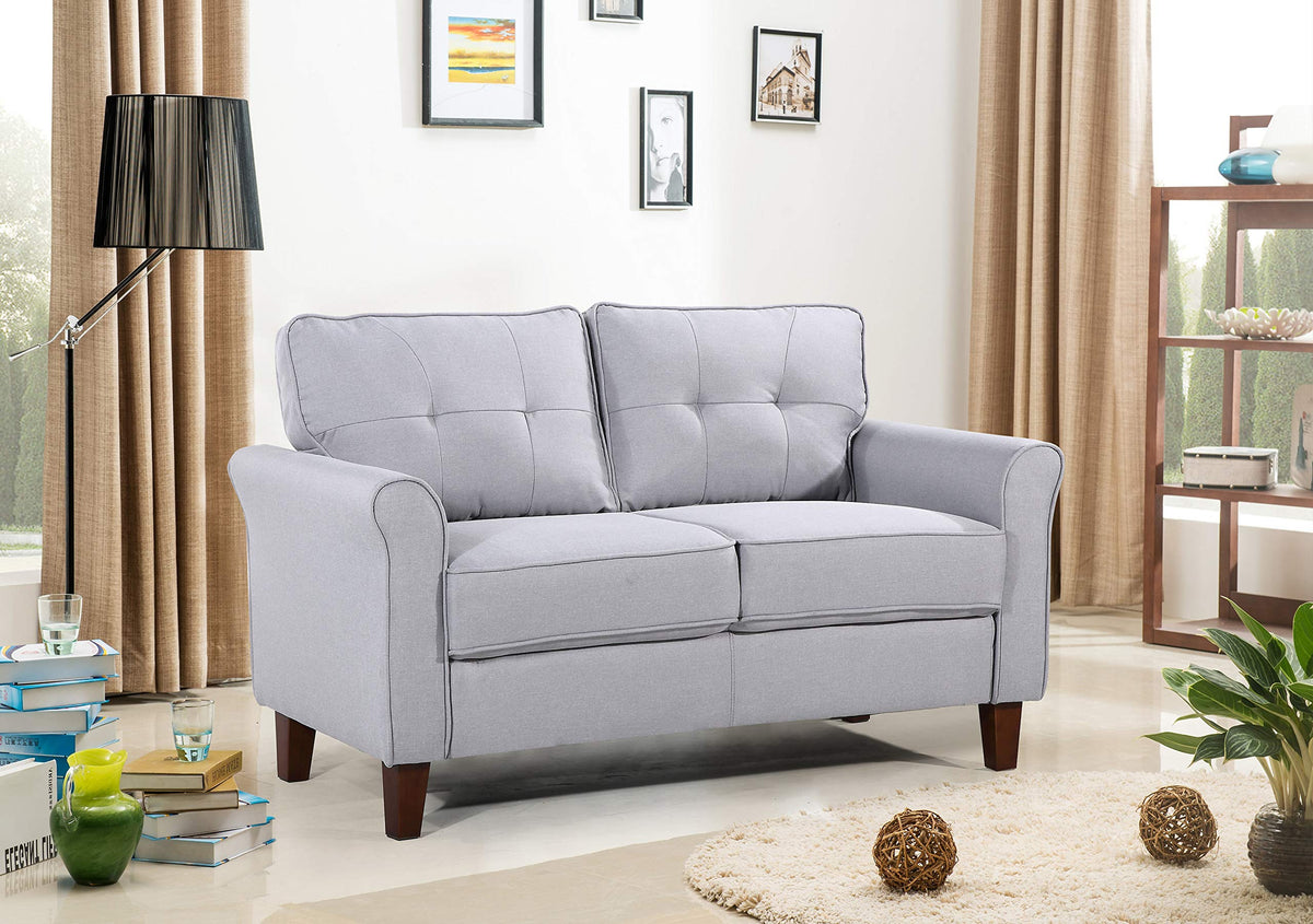 Light Gray Tufted Upholstered Loveseat Sofa R257
