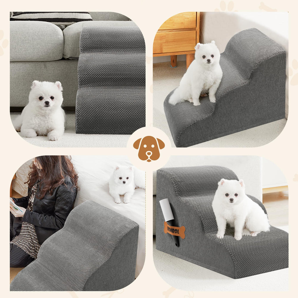 3-Steps Dog Stairs Ramp with Non-Slip Waterproof Fabric Cover J356